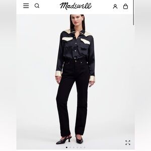 Madewell X Alexa Chung- Black Straight Leg Jeans